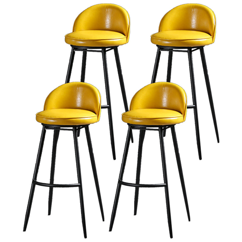 Contemporary Restaurant Footrest Stool Matte Finish Leather Barstool Yellow 4 Piece Set Clearhalo 'Bar Furniture' 'Bar Stools' 'bar_stools' 'furn' 'furn_bar_stools' 'Furniture' 'furniture_bar_stools' 'Kitchen & Dining Furniture' 4876114