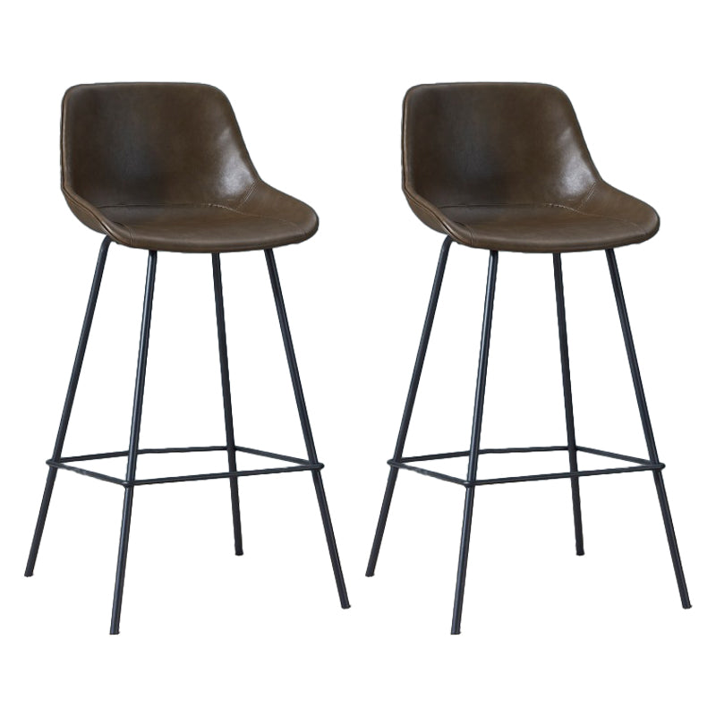 Contemporary Footrest Restaurant Stool Matte Finish Leather Barstool Coffee 2 Piece Set Clearhalo 'Bar Furniture' 'Bar Stools' 'bar_stools' 'furn' 'furn_bar_stools' 'Furniture' 'furniture_bar_stools' 'Kitchen & Dining Furniture' 4876194