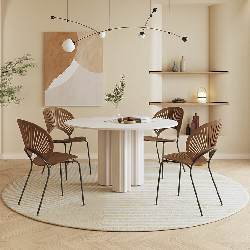 Modern 1/2/5 Pieces Dining Set Round Stone Dining Table for Dining Room 5 Pieces: Table, 4 Chairs Clearhalo 'Dining Room Sets' 'Dining Tables & Seating' 'dining_room_set' 'furn' 'furn_dining_room_set' 'Furniture' 'furniture_dining_room_set' 'Kitchen & Dining Furniture' 4876241