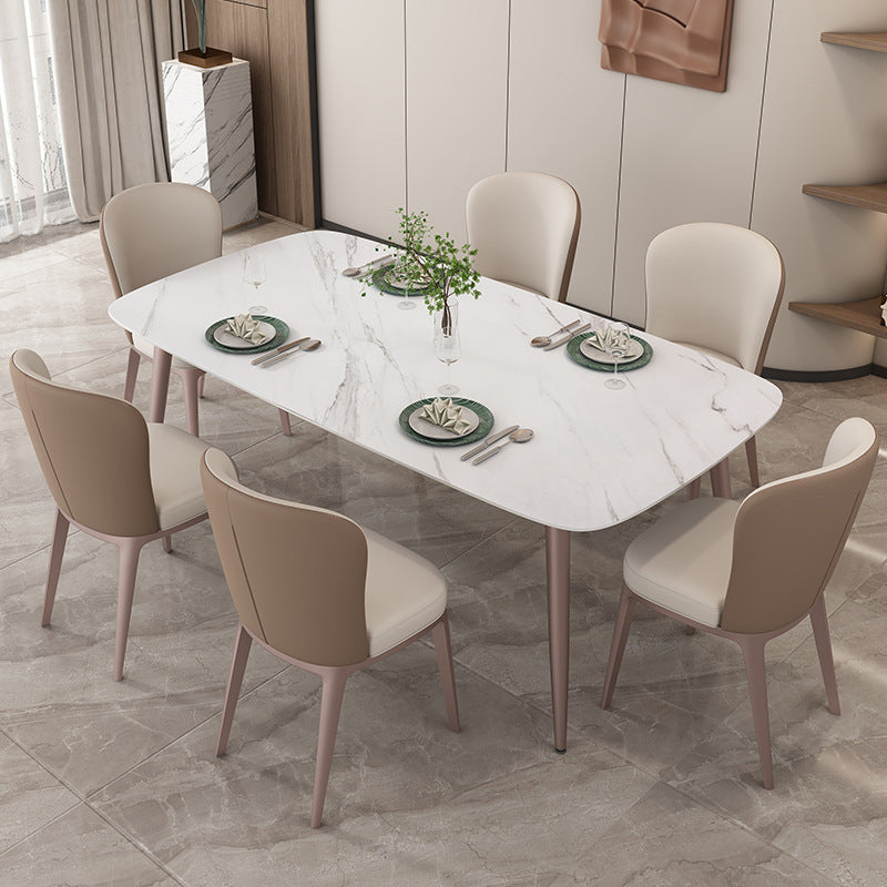 1/2/5/7 Pcs White Sintered Stone Dining Room Set Table Furniture Set for Home 7 Pieces: Table, 6 Chairs Clearhalo 'Dining Room Sets' 'Dining Tables & Seating' 'dining_room_set' 'furn' 'furn_dining_room_set' 'Furniture' 'furniture_dining_room_set' 'Kitchen & Dining Furniture' 4876358