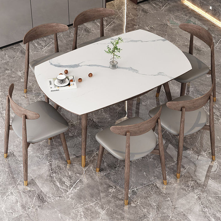 1/4/7 Pcs Table Furniture Set Dining Table Set with Sintered Stone Top for Home 7 Pieces: Table, 6 Chairs Clearhalo 'Dining Room Sets' 'Dining Tables & Seating' 'dining_room_set' 'furn' 'furn_dining_room_set' 'Furniture' 'furniture_dining_room_set' 'Kitchen & Dining Furniture' 4876479