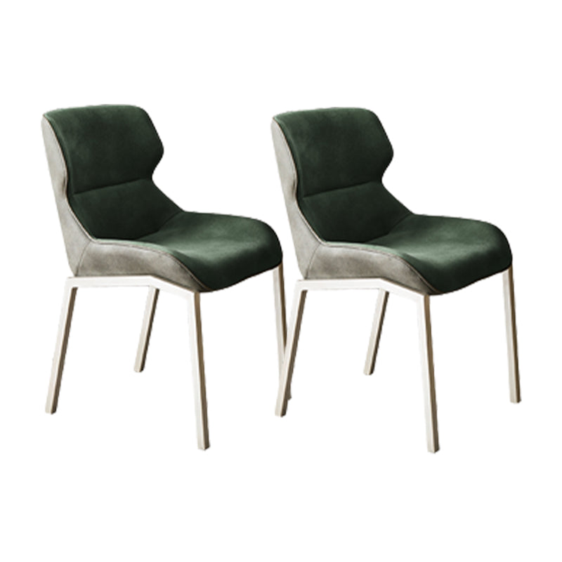 Contemporary Metal Dining Chair Upholstered Armless Chair for Restaurant Use Green 2 Piece Set Clearhalo 'Dining Chairs' 'Dining Tables & Seating' 'dining_chair' 'furn' 'furn_dining_chair' 'Furniture' 'furniture_dining_chair' 'Kitchen & Dining Furniture' 4877285