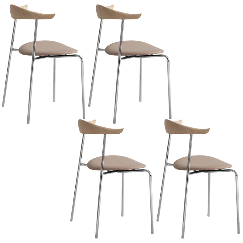 Industrial Style Metal Chairs Dining Armless Open Back Chairs for Kitchen Apricot 4 Piece Set Clearhalo 'Dining Chairs' 'Dining Tables & Seating' 'dining_chair' 'furn' 'furn_dining_chair' 'Furniture' 'furniture_dining_chair' 'Kitchen & Dining Furniture' 4877616