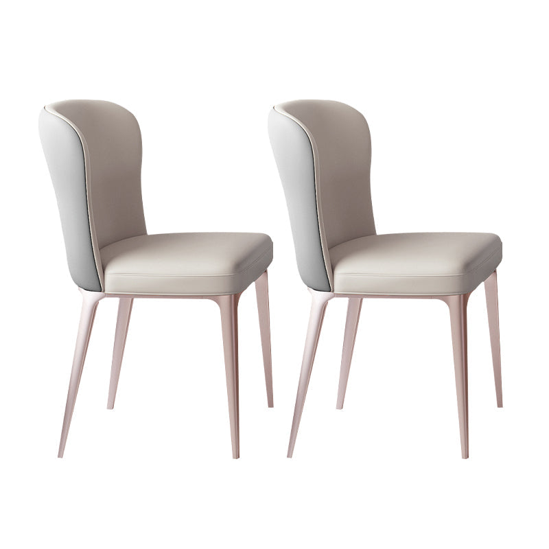 Nordic Glam Style Metal Chairs Dining Armless Chair for Kitchen Light Gray 2 Piece Set Clearhalo 'Dining Chairs' 'Dining Tables & Seating' 'dining_chair' 'furn' 'furn_dining_chair' 'Furniture' 'furniture_dining_chair' 'Kitchen & Dining Furniture' 4877677