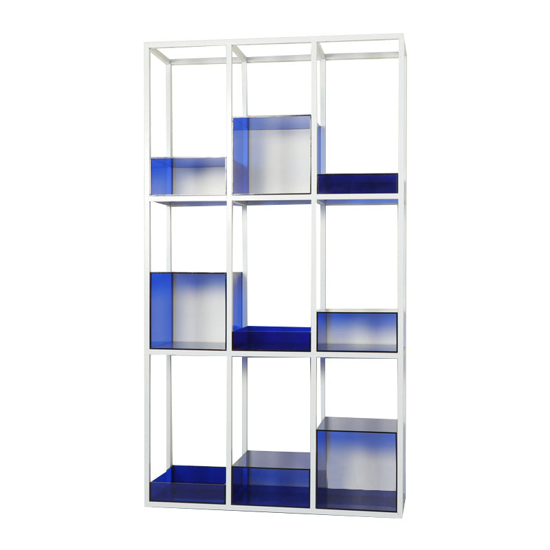 Scandinavian Open Etagere Bookshelf with Iron Frame Acrylic Bookcase 39.4"L x 11.8"W x 70.9"H Blue Clearhalo 'Bookcases' 'furn' 'furn_bookcases' 'Furniture' 'furniture_bookcases' 'Office Furniture' 4878403