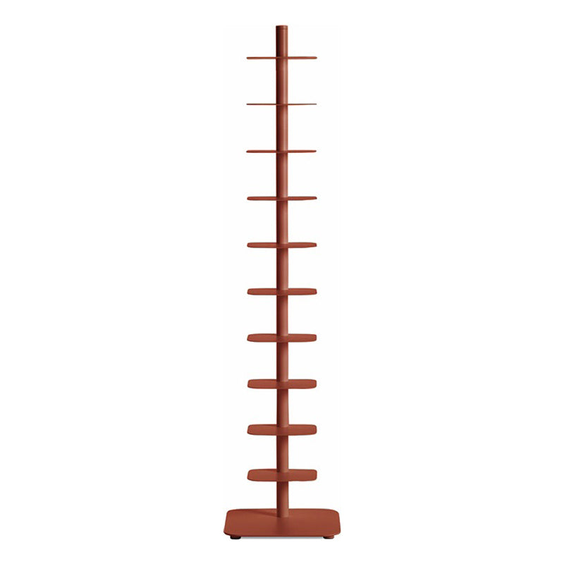 Metal Geometric Bookcase Scandinavian Style Open Back Bookshelf 15.7"L x 15.7"W x 74.8"H Orange Clearhalo 'Bookcases' 'furn' 'furn_bookcases' 'Furniture' 'furniture_bookcases' 'Office Furniture' 4878430