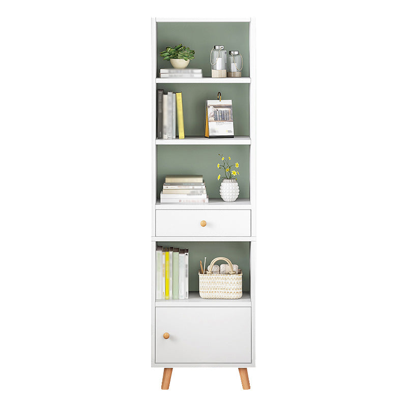 Wood Bookshelf Scandinavian Style Bookcase for Home Office and Study Room 19.7"L x 9.4"W x 70.9"H White Drawers Clearhalo 'Bookcases' 'furn' 'furn_bookcases' 'Furniture' 'furniture_bookcases' 'Office Furniture' 4878533