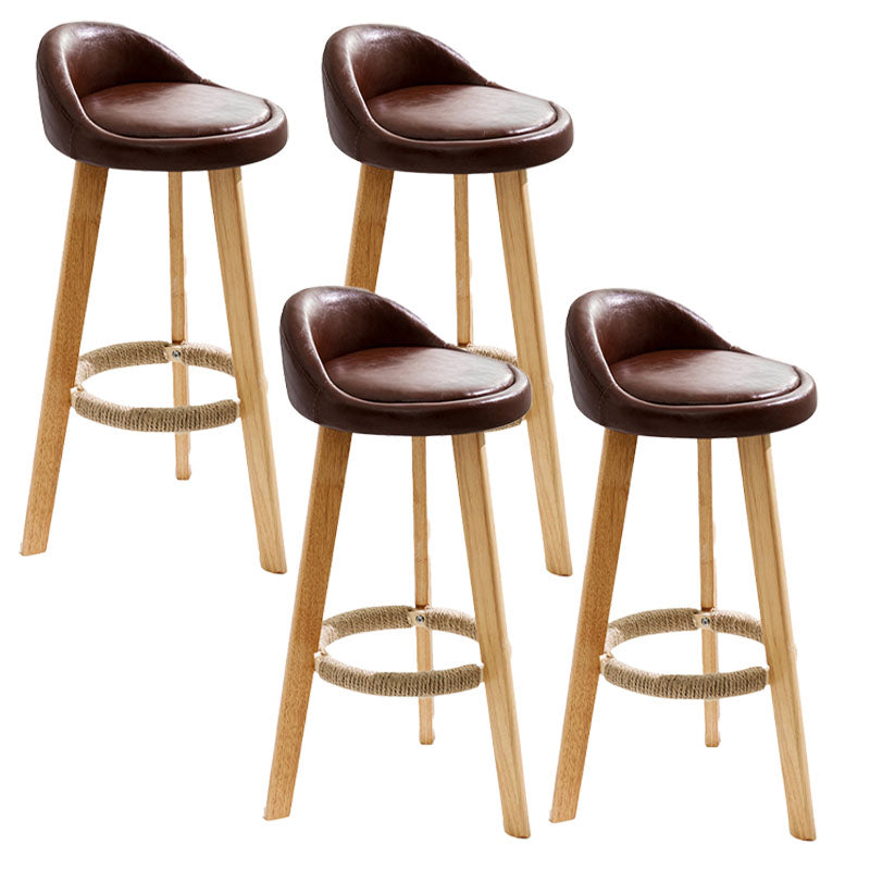 Scandinavian Matte Finish Upholstered Bar Stools Home Footrest Stool Brown 4 Piece Set Clearhalo 'Bar Furniture' 'Bar Stools' 'bar_stools' 'furn' 'furn_bar_stools' 'Furniture' 'furniture_bar_stools' 'Kitchen & Dining Furniture' 4879679