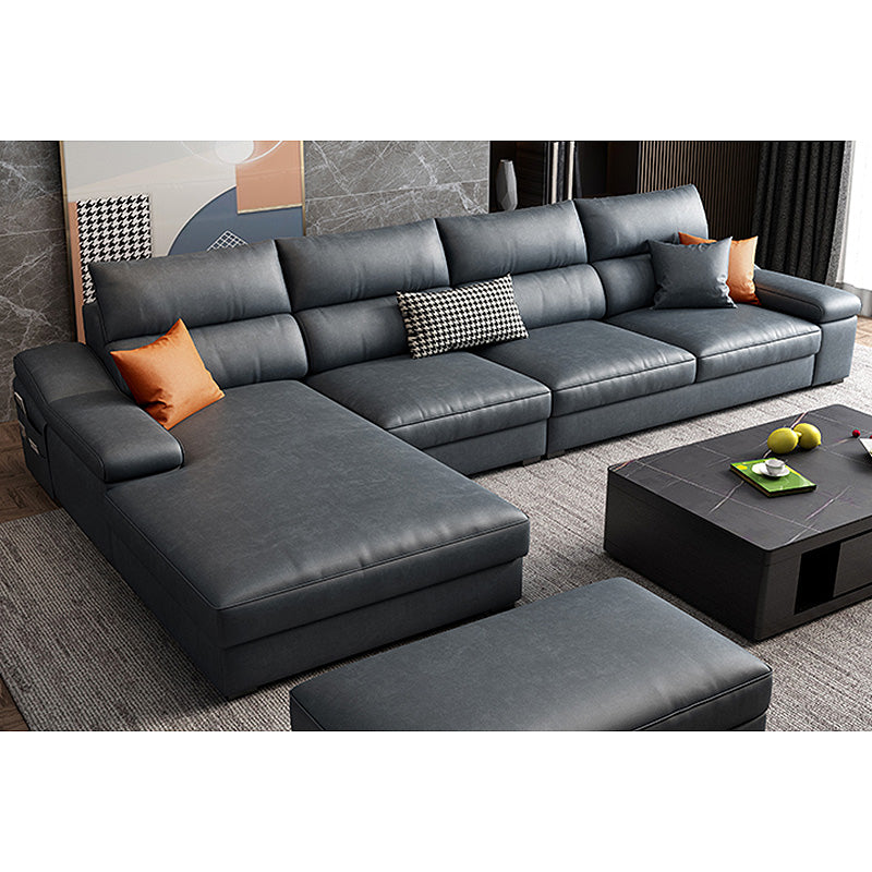 125.98"L x 68.9"W x 35.43"H Modern 5-Seat Fabric Sofa Cushion Back Sectional with Storage Dark Gray Latex Clearhalo 'furn' 'furn_sectionals' 'Furniture' 'furniture_sectionals' 'Living Room Furniture' 'Sectionals' 4883213