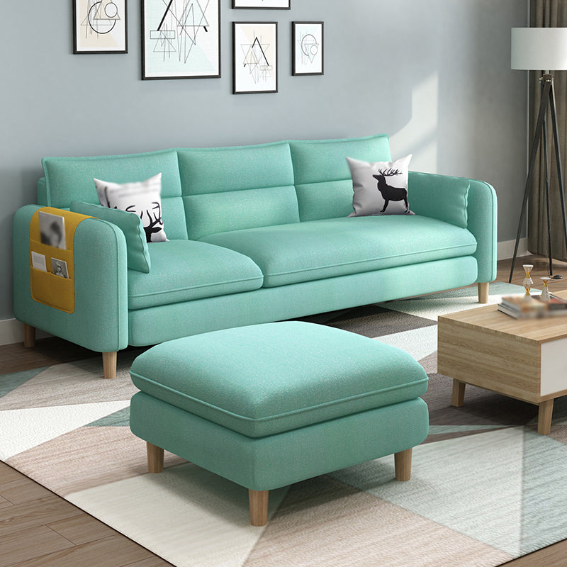 Linen Blend High Back Sofa Square Arm Slipcovered Sectional with Storag 83"L x 54"W x 31"H Mint Green Clearhalo 'furn' 'furn_sectionals' 'Furniture' 'furniture_sectionals' 'Living Room Furniture' 'Sectionals' 4883492