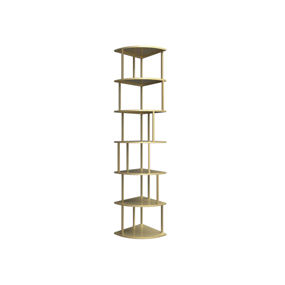 Scandinavian Iron Corner Bookshelf Vertical Open Bookcase for Bedroom 13.8"L x 13.8"W x 75.6"H Gold Clearhalo 'Bookcases' 'furn' 'furn_bookcases' 'Furniture' 'furniture_bookcases' 'Office Furniture' 4887319