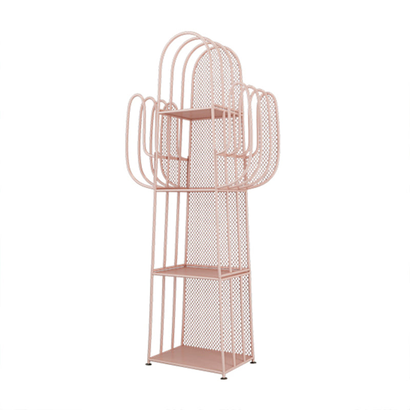 Glam Style Metal Bookshelf 4-shelf Closed Back Bookcase for Home Pink Clearhalo 'Bookcases' 'furn' 'furn_bookcases' 'Furniture' 'furniture_bookcases' 'Office Furniture' 4887448
