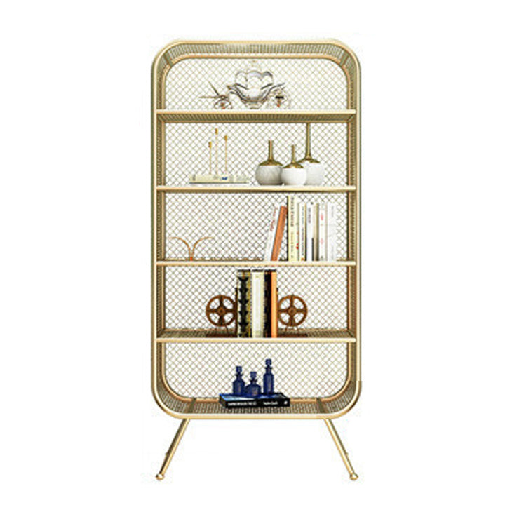 Glam Style Bookshelf Closed Back Bookcase forStudy Room Home Office 31.5"L x 11.8"W x 70.9"H Gold Clearhalo 'Bookcases' 'furn' 'furn_bookcases' 'Furniture' 'furniture_bookcases' 'Office Furniture' 4887602