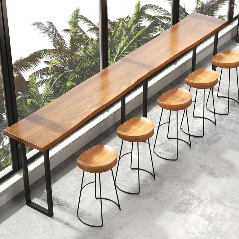 Industrial Bar Dining Table Solid Wood Bar Dining Table with Sled Base 118.1"L x 15.7"W x 41.3"H Without Chairs Clearhalo 'Bar Furniture' 'Bar Tables' 'bar_tables' 'furn' 'furn_bar_tables' 'Furniture' 'furniture_bar_tables' 'Kitchen & Dining Furniture' 4888270