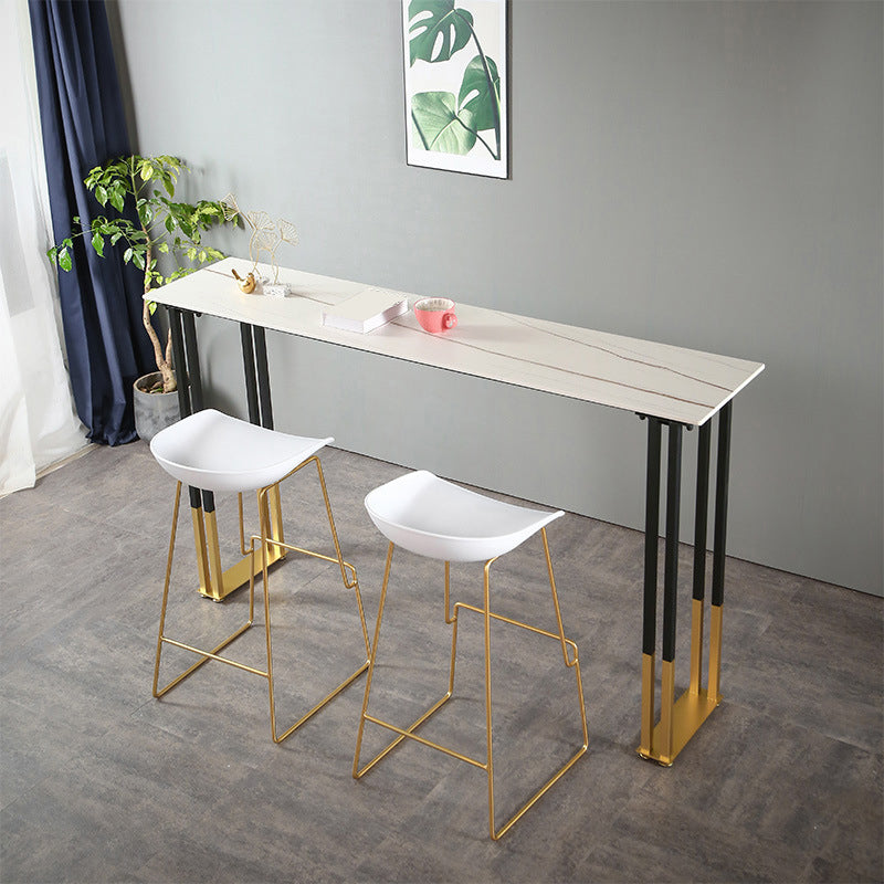 Contemporary Bar Counter Table Rectangle Sintered Stone Table for Home White 70.9"L x 15.7"W x 41.3"H Clearhalo 'Bar Furniture' 'Bar Tables' 'bar_tables' 'Furniture' 'furniture_bar_tables' 'Kitchen & Dining Furniture' 4888525