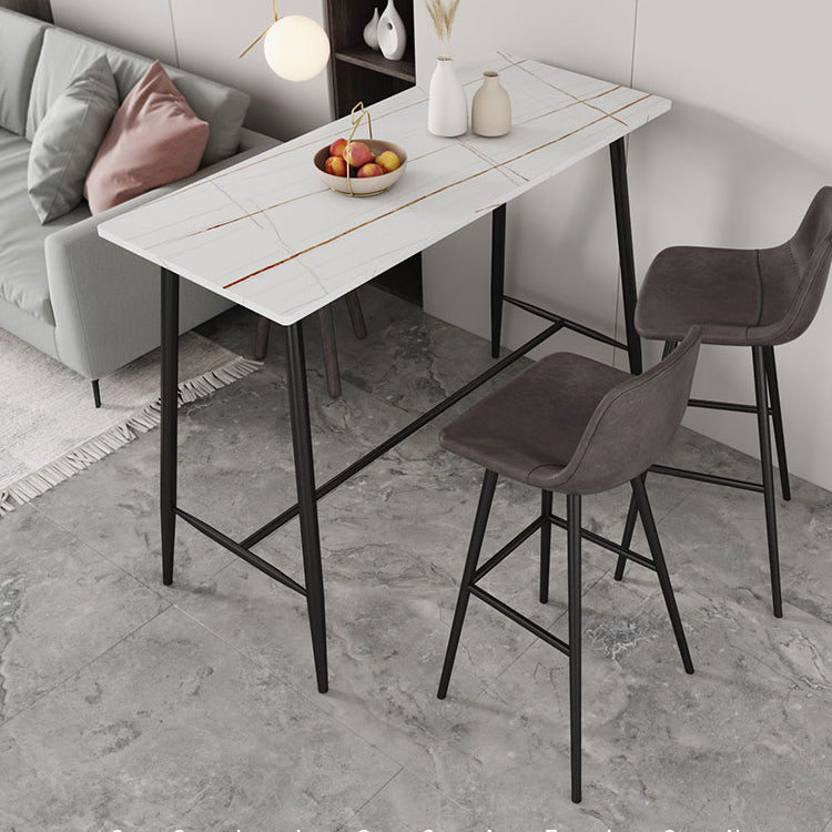 Contemporary Bar Counter Table Rectangle Sintered Stone Table for Kitchen White Clearhalo 'Bar Furniture' 'Bar Tables' 'bar_tables' 'Furniture' 'furniture_bar_tables' 'Kitchen & Dining Furniture' 4888542