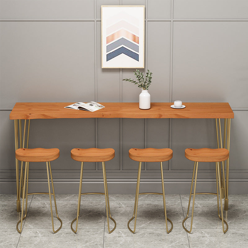 Nordic Glam Style Wooden Table Dining Bar Counter Table for Kitchen 70.9"L x 17.7"W x 41.3"H Without Chairs Clearhalo 'Bar Furniture' 'Bar Tables' 'bar_tables' 'furn' 'furn_bar_tables' 'Furniture' 'furniture_bar_tables' 'Kitchen & Dining Furniture' 4888589
