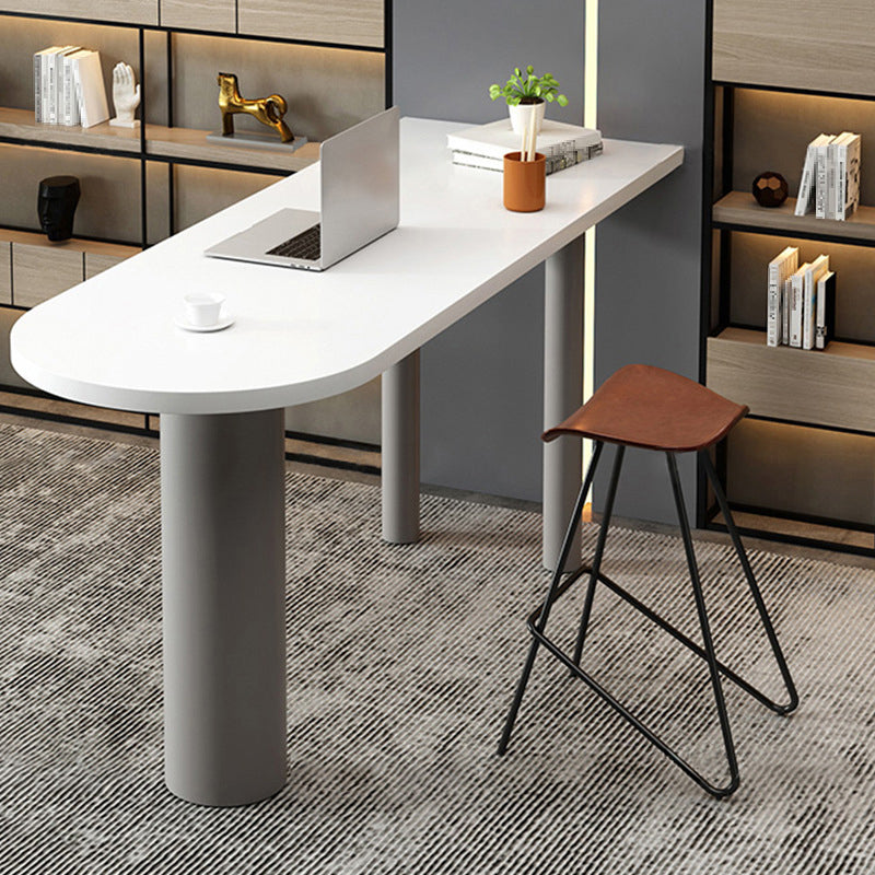 Modern Style Dining Sintered Stone Table Bar Counter Table for Kitchen 86.6"L x 19.7"W x 41.3"H Gray Without Chairs Clearhalo 'Bar Furniture' 'Bar Tables' 'bar_tables' 'furn' 'furn_bar_tables' 'Furniture' 'furniture_bar_tables' 'Kitchen & Dining Furniture' 4888664