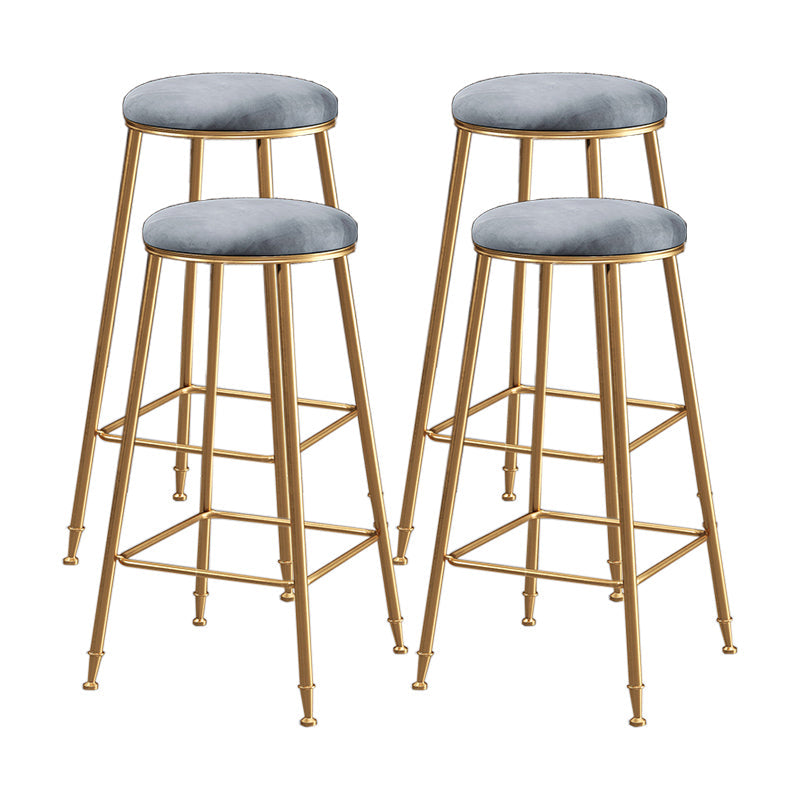 Restaurant Stackable Backless Stool Matte Finish Velvet Bar Stool Grey 4 Piece Set Bar Stool(30"H) Clearhalo 'Bar Furniture' 'Bar Stools' 'bar_stools' 'furn' 'furn_bar_stools' 'Furniture' 'furniture_bar_stools' 'Kitchen & Dining Furniture' 4888934