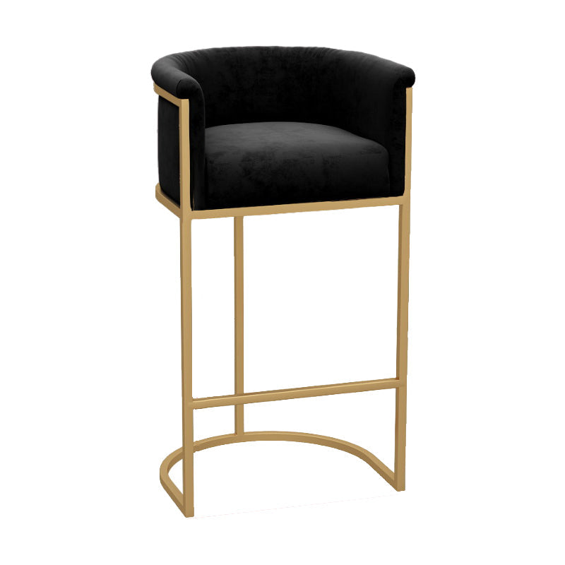 Milk Tea Shop Armed Stool Glam Matte Finish Velvet Bar Stool Black 1 Piece Clearhalo 'Bar Furniture' 'Bar Stools' 'bar_stools' 'furn' 'furn_bar_stools' 'Furniture' 'furniture_bar_stools' 'Kitchen & Dining Furniture' 4888942