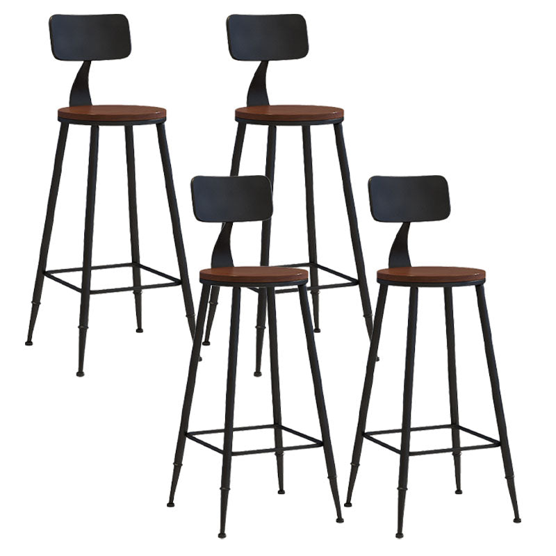 Industrial Low Back Coffee Shop Stool Matte Finish Iron Bar Stool Wood 4 Piece Set Bar Stool(30"H) Clearhalo 'Bar Furniture' 'Bar Stools' 'bar_stools' 'furn' 'furn_bar_stools' 'Furniture' 'furniture_bar_stools' 'Kitchen & Dining Furniture' 4889030
