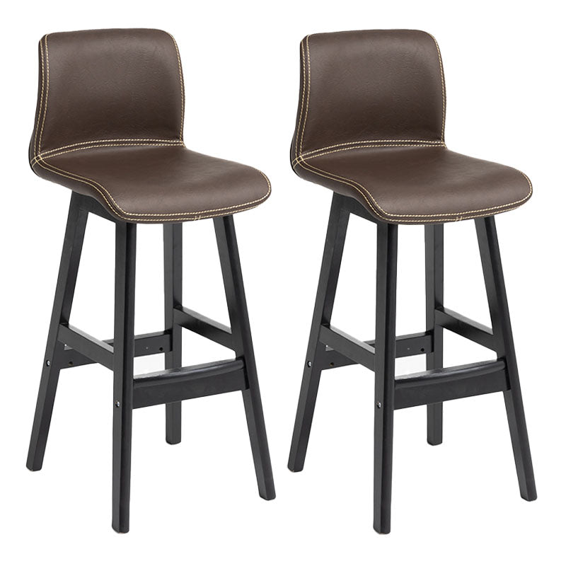 Scandinavian Rubberwood Home Stool Matte Finish Leather Barstool Coffee Set of 2 Clearhalo 'Bar Furniture' 'Bar Stools' 'bar_stools' 'Furniture' 'furniture_bar_stools' 'Kitchen & Dining Furniture' 4889040