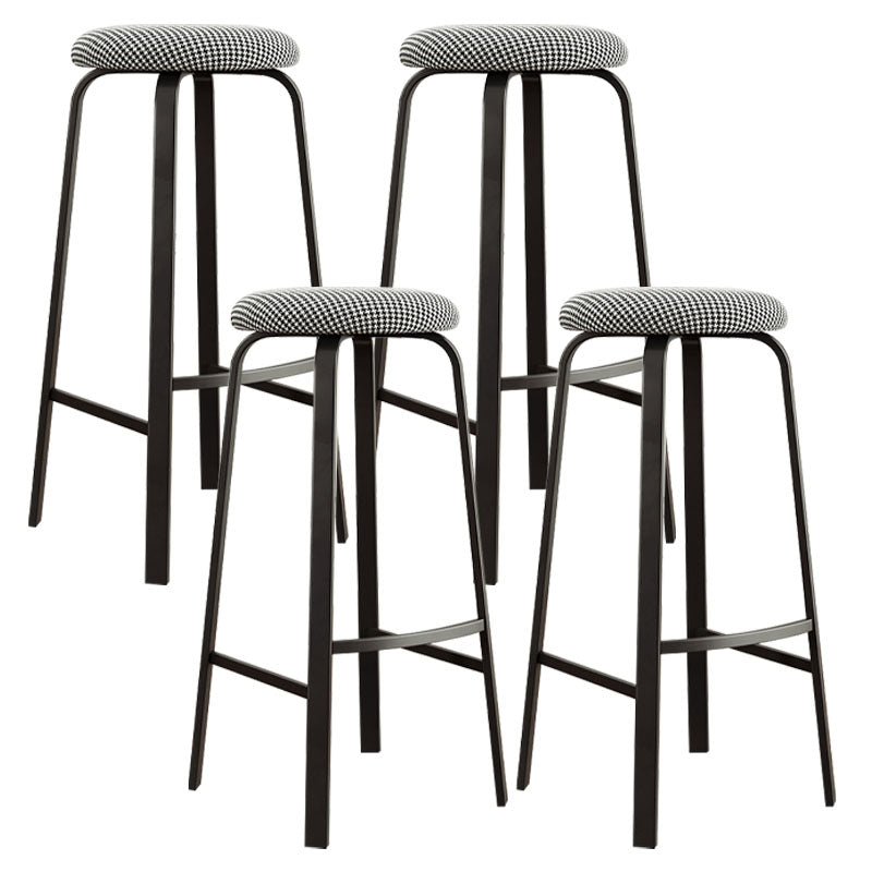 Modern Stackable Footrest Barstool Matte Finish Upholstered Home Stool Black White 4 Piece Set Clearhalo 'Bar Furniture' 'Bar Stools' 'bar_stools' 'furn' 'furn_bar_stools' 'Furniture' 'furniture_bar_stools' 'Kitchen & Dining Furniture' 4889092