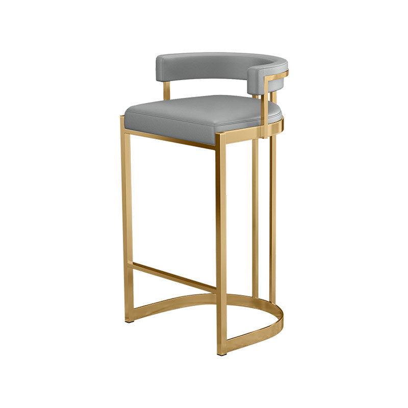 Glam Jewelry Shop Footrest Stool Matte Finish PU Leather Barstool Grey 1 Piece Clearhalo 'Bar Furniture' 'Bar Stools' 'bar_stools' 'furn' 'furn_bar_stools' 'Furniture' 'furniture_bar_stools' 'Kitchen & Dining Furniture' 4889159