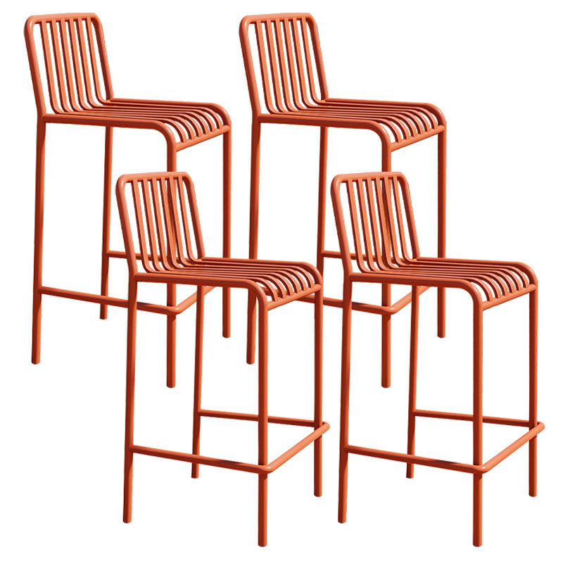 Modern Armless Backrest Counter Stool Iron Cafe Bar Stool with Seat and Pedal Orange 4 Piece Set Clearhalo 'Bar Furniture' 'Bar Stools' 'bar_stools' 'furn' 'furn_bar_stools' 'Furniture' 'furniture_bar_stools' 'Kitchen & Dining Furniture' 4889253