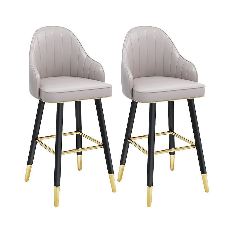 Scandinavian Armed Swivel Barstool Matte Finish Leather Stool Light Gray 2 Piece Set Counter Stool(26"H) Clearhalo 'Bar Furniture' 'Bar Stools' 'bar_stools' 'furn' 'furn_bar_stools' 'Furniture' 'furniture_bar_stools' 'Kitchen & Dining Furniture' 4889273