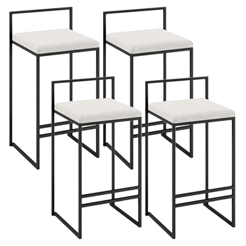 Modern Backrest Counter Stool Iron Milk Tea Shop Bar Stool with Velvet Cushion and Pedal White 4 Piece Set Clearhalo 'Bar Furniture' 'Bar Stools' 'bar_stools' 'furn' 'furn_bar_stools' 'Furniture' 'furniture_bar_stools' 'Kitchen & Dining Furniture' 4889299