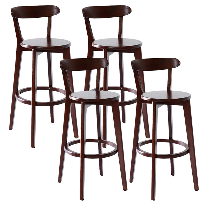 Scandinavian Rubberwood Coffee Shop Stool Footrest Upholstered Bar Stools Wood Brown 4 Piece Set Clearhalo 'Bar Furniture' 'Bar Stools' 'bar_stools' 'furn' 'furn_bar_stools' 'Furniture' 'furniture_bar_stools' 'Kitchen & Dining Furniture' 4889656
