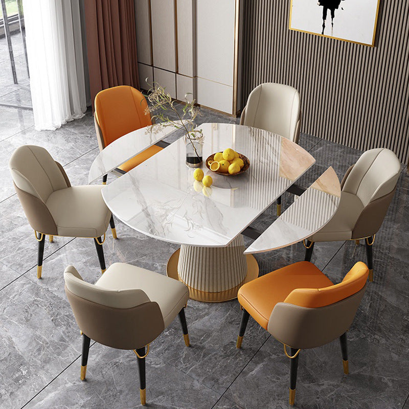 Glam 1/4/5/6/7 Pieces Dining Room Set Round Dining Table Set 7 Pieces: Table, 6 Chairs Clearhalo 'Dining Room Sets' 'Dining Tables & Seating' 'dining_room_set' 'furn' 'furn_dining_room_set' 'Furniture' 'furniture_dining_room_set' 'Kitchen & Dining Furniture' 4889707