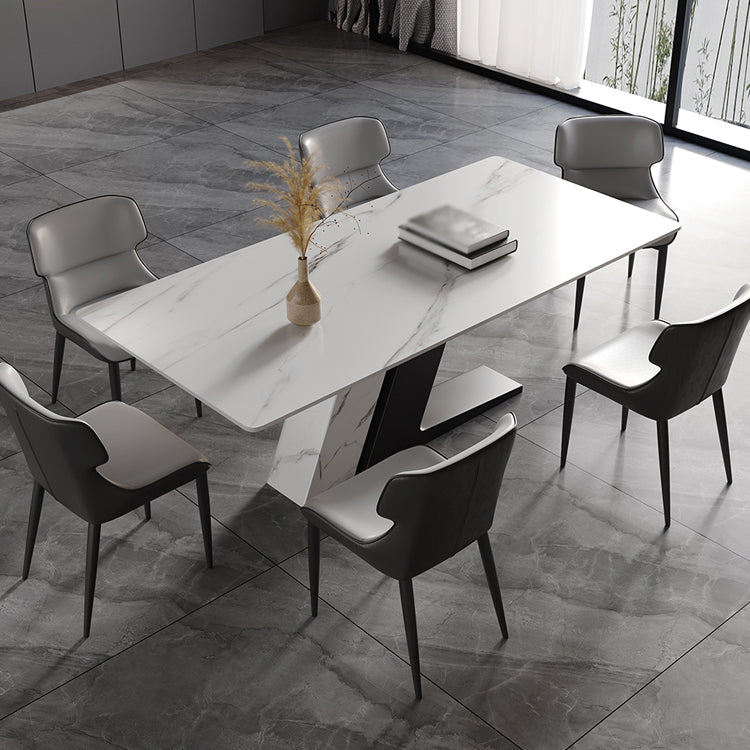 Modern Style 1/3/4/5/7 Pieces Dining Sintered Stone Dining Table Set for Kitchen 7 Pieces: Table, 6 Chairs Clearhalo 'Dining Room Sets' 'Dining Tables & Seating' 'dining_room_set' 'furn' 'furn_dining_room_set' 'Furniture' 'furniture_dining_room_set' 'Kitchen & Dining Furniture' 4890065