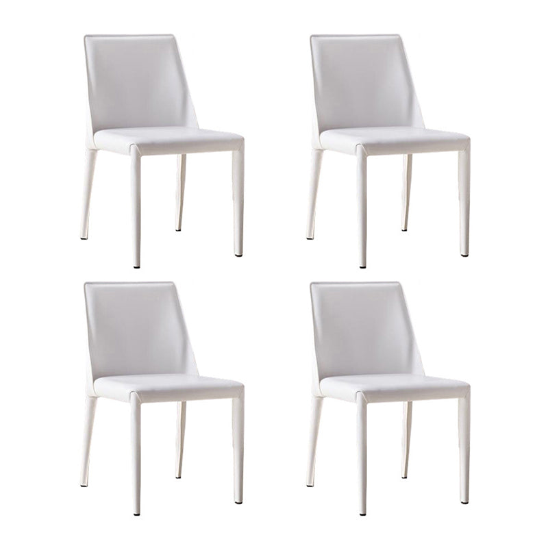 Modern Chair Dining Armless Chairs for Kitchen with Metal Legs White 4 Piece Set Clearhalo 'Dining Chairs' 'Dining Tables & Seating' 'dining_chair' 'furn' 'furn_dining_chair' 'Furniture' 'furniture_dining_chair' 'Kitchen & Dining Furniture' 4890638