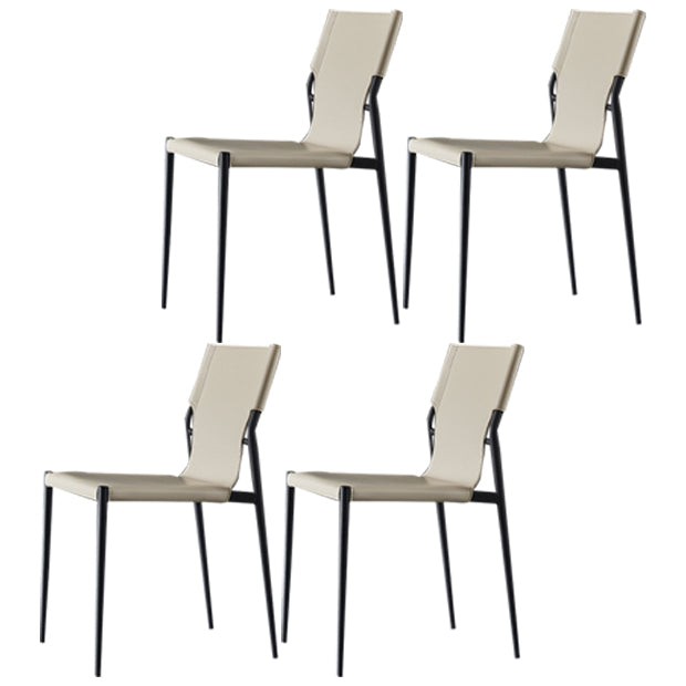 Industrial Chairs Dining Armless Chairs for Kitchen with Metal Legs White 4 Piece Set Clearhalo 'Dining Chairs' 'Dining Tables & Seating' 'dining_chair' 'furn' 'furn_dining_chair' 'Furniture' 'furniture_dining_chair' 'Kitchen & Dining Furniture' 4890830