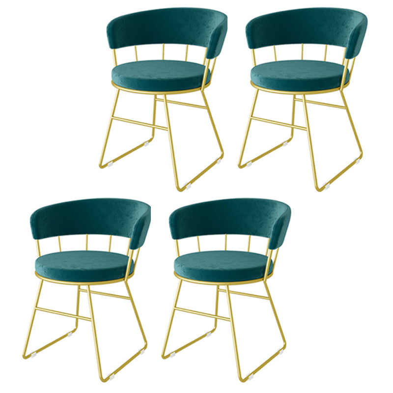 Scandinavian Upholstered Side Chairs Armless Open Back Chairs Peacock Blue 4 Piece Set Clearhalo 'Dining Chairs' 'Dining Tables & Seating' 'dining_chair' 'furn' 'furn_dining_chair' 'Furniture' 'furniture_dining_chair' 'Kitchen & Dining Furniture' 4890874