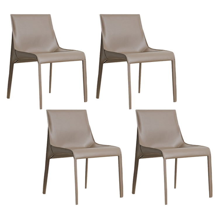 Modern Dining Chairs Armless Chairs for Kitchen with Metal Legs Grey 4 Piece Set Clearhalo 'Dining Chairs' 'Dining Tables & Seating' 'dining_chair' 'furn' 'furn_dining_chair' 'Furniture' 'furniture_dining_chair' 'Kitchen & Dining Furniture' 4891049