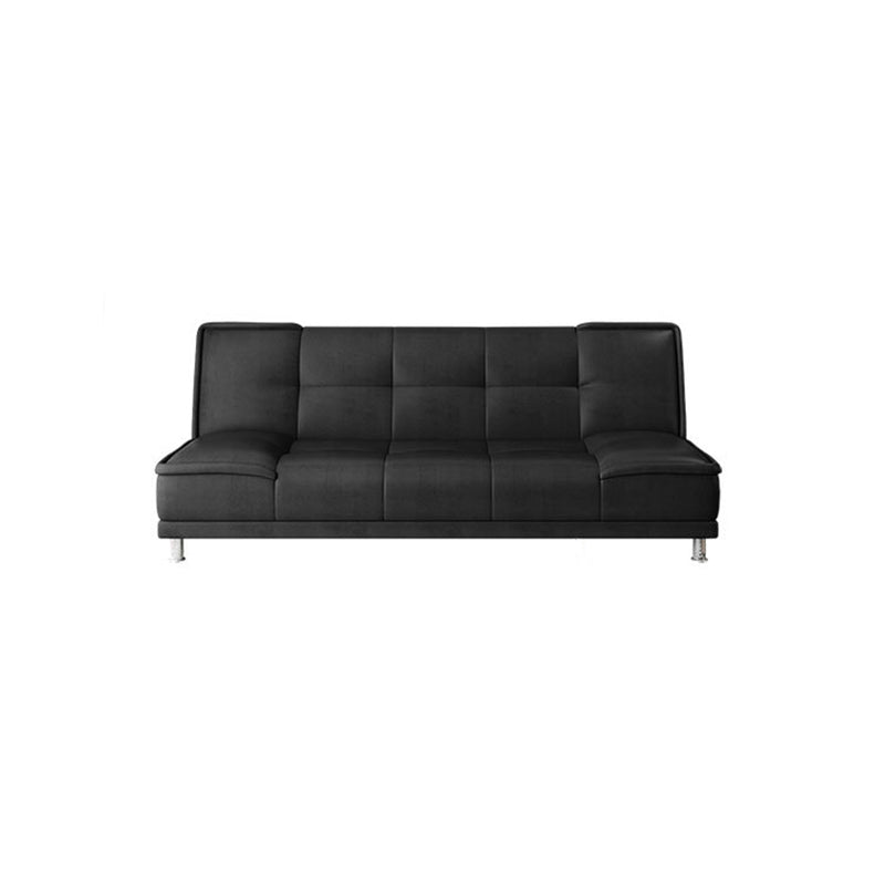 Linen and Faux Leather Sofa Couch Armless Biscuit Back Settee Couch 79"L x 30"W x 29.5"H Black PU(Polyurethane) Clearhalo 'furn' 'furn_sofas' 'Furniture' 'furniture_sofas' 'Living Room Furniture' 'Sofa' 'sofas' 4895872