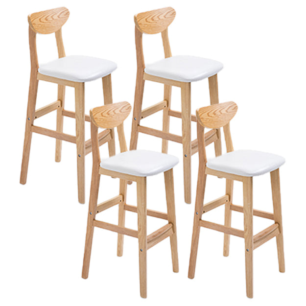 Scandinavian Oak Wood Home Stool Matte Finish Upholstered Bar Stools White 4 Piece Set Bar Stool(30"H) Clearhalo 'Bar Furniture' 'Bar Stools' 'bar_stools' 'furn' 'furn_bar_stools' 'Furniture' 'furniture_bar_stools' 'Kitchen & Dining Furniture' 4899405