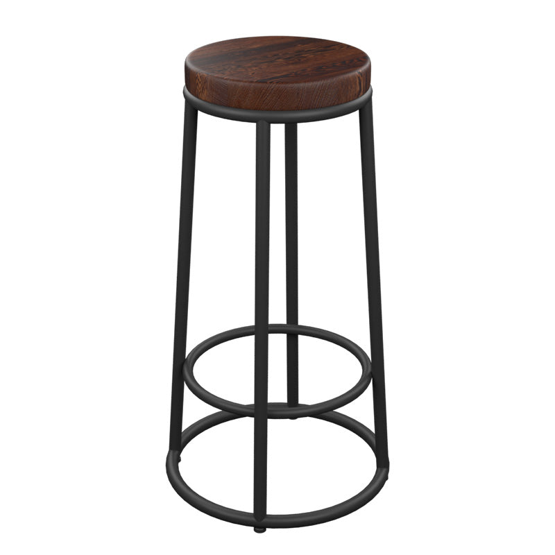 Industrial Armless Backless Counter Stool Iron Cashier Bar Stool with Seat and Pedal Solid Wood Bar Stool(33"H) Clearhalo 'Bar Furniture' 'Bar Stools' 'bar_stools' 'furn' 'furn_bar_stools' 'Furniture' 'furniture_bar_stools' 'Kitchen & Dining Furniture' 4899433