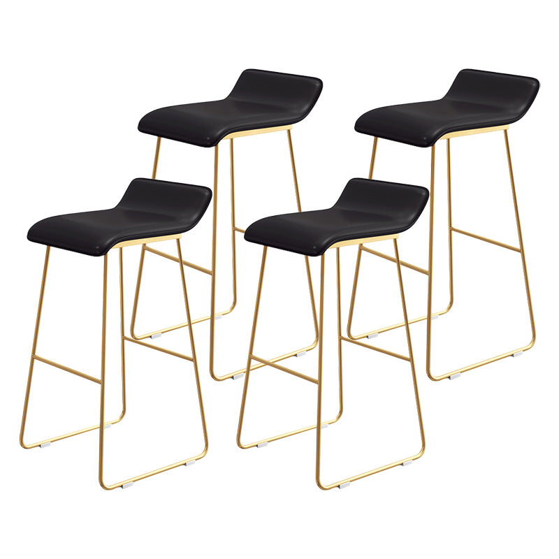 Modern Armless Backrest Counter Stool Steel Cafe Bar Stool with Pedal and Acrylic Seat Gloss Black 4 Piece Set Clearhalo 'Bar Furniture' 'Bar Stools' 'bar_stools' 'furn' 'furn_bar_stools' 'Furniture' 'furniture_bar_stools' 'Kitchen & Dining Furniture' 4899488