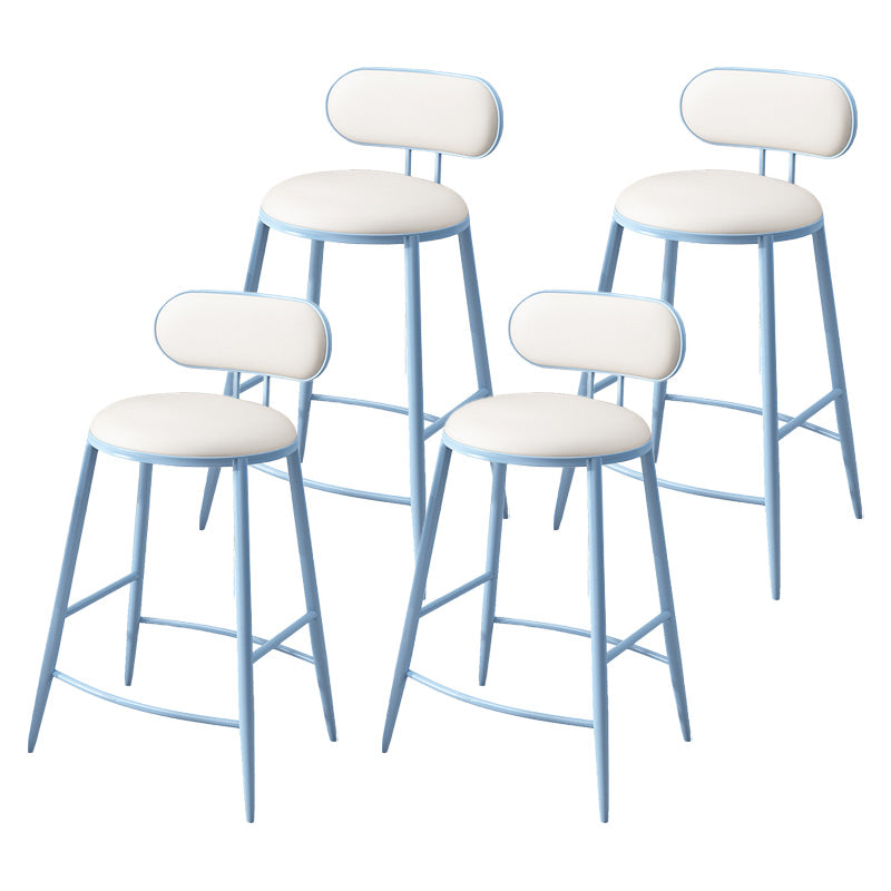 Scandinavian Footrest Milk Tea Shop Stool Matte Finish Iron Bar Stool Light Blue 4 Piece Set Clearhalo 'Bar Furniture' 'Bar Stools' 'bar_stools' 'furn' 'furn_bar_stools' 'Furniture' 'furniture_bar_stools' 'Kitchen & Dining Furniture' 4899553