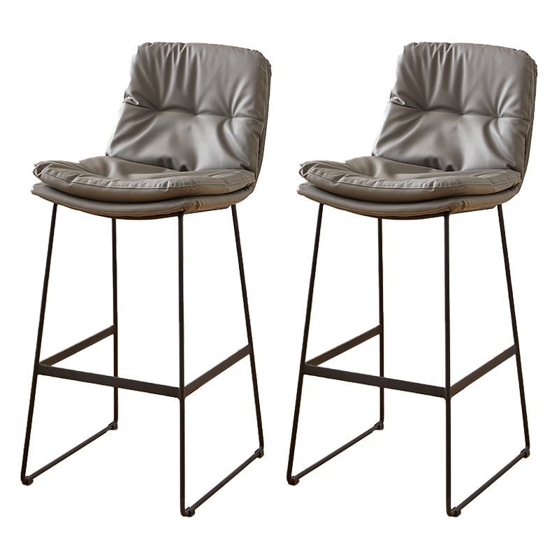 Scandinavian Coffee Shop Footrest Stool Matte Finish PU Leather Barstool Grey 2 Piece Set Bar Stool(30"H) Clearhalo 'Bar Furniture' 'Bar Stools' 'bar_stools' 'furn' 'furn_bar_stools' 'Furniture' 'furniture_bar_stools' 'Kitchen & Dining Furniture' 4899566