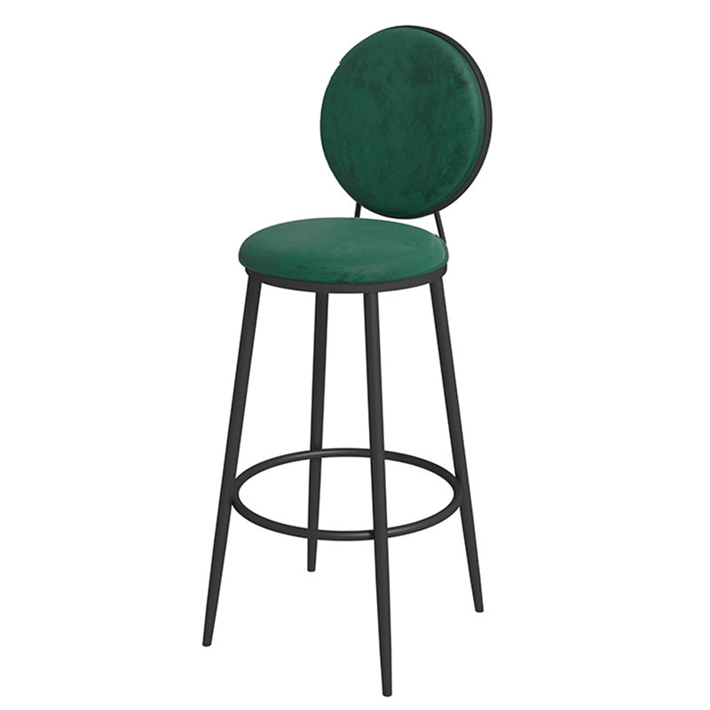 Glam Velvet Restaurant Counter Stool Matte Finish Footrest Barstool Green Black 1 Piece Clearhalo 'Bar Furniture' 'Bar Stools' 'bar_stools' 'furn' 'furn_bar_stools' 'Furniture' 'furniture_bar_stools' 'Kitchen & Dining Furniture' 4899793