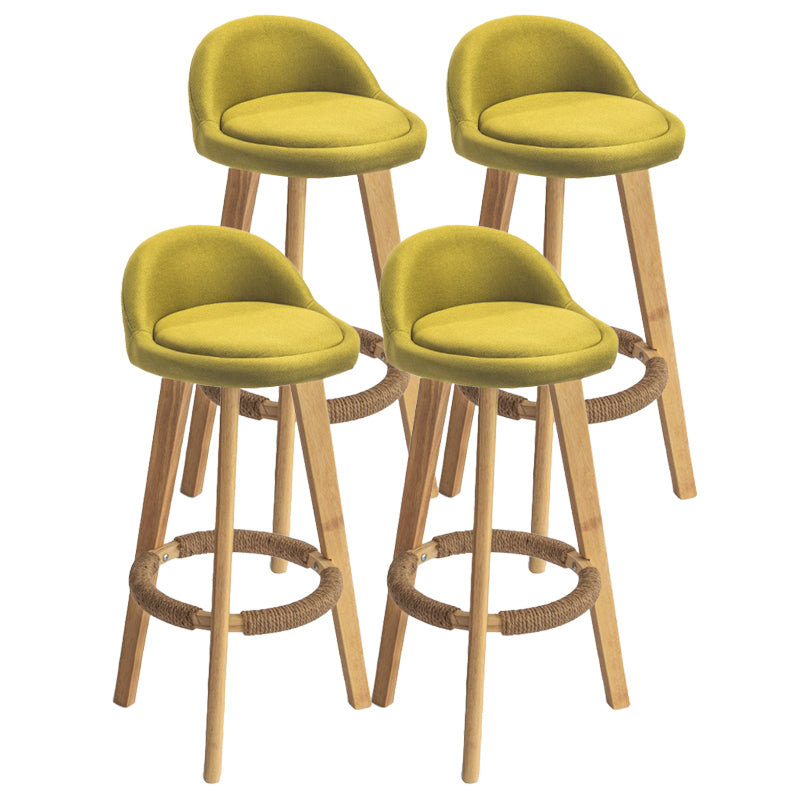 Modern Armless Backrest Counter Stool Rubber Wood kitchen Bar Stool with Cushion and Pedal Green 4 Piece Set Clearhalo 'Bar Furniture' 'Bar Stools' 'bar_stools' 'furn' 'furn_bar_stools' 'Furniture' 'furniture_bar_stools' 'Kitchen & Dining Furniture' 4899919