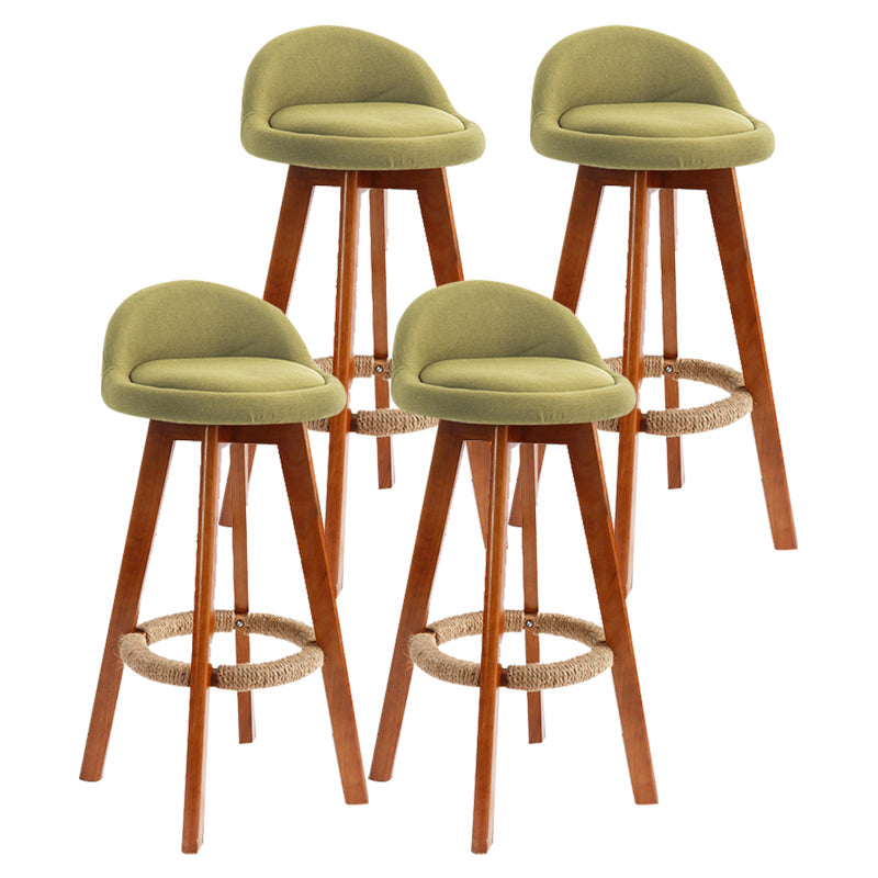 Scandinavian Rubberwood Upholstered Barstool Matte Finish Home Stool Green 4 Piece Set Clearhalo 'Bar Furniture' 'Bar Stools' 'bar_stools' 'furn' 'furn_bar_stools' 'Furniture' 'furniture_bar_stools' 'Kitchen & Dining Furniture' 4899976