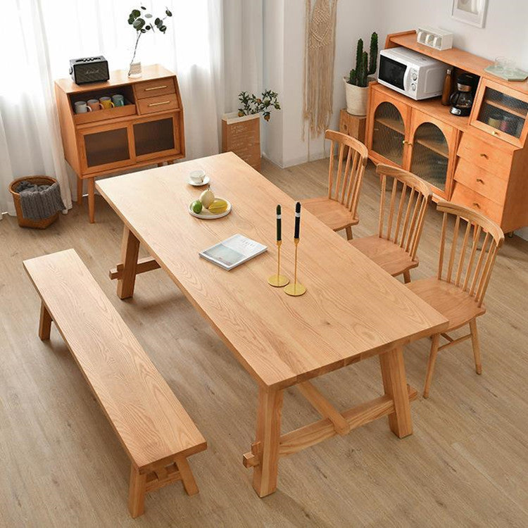 Modern 1/2/3/5/7 Pieces Dinette Set Solid Wood Dining Table and Dining Chairs 5 Pieces: Table, 3 Chairs, 1 Bench Clearhalo 'Dining Room Sets' 'Dining Tables & Seating' 'dining_room_set' 'furn' 'furn_dining_room_set' 'Furniture' 'furniture_dining_room_set' 'Kitchen & Dining Furniture' 4900211
