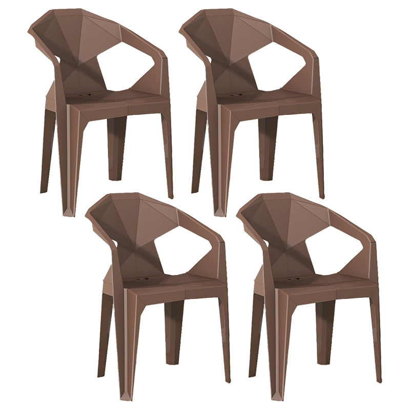 Modern Style Chairs Dining Arm Chairs for Kitchen with Plastic Legs Dark Coffee 4 Piece Set Clearhalo 'Dining Chairs' 'Dining Tables & Seating' 'dining_chair' 'furn' 'furn_dining_chair' 'Furniture' 'furniture_dining_chair' 'Kitchen & Dining Furniture' 4900839