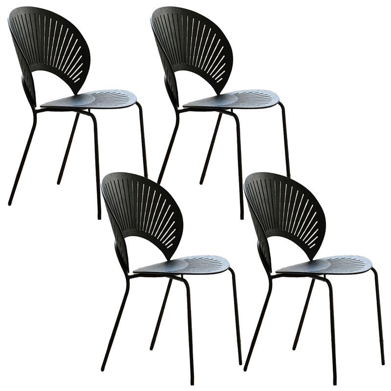 Contemporary Metal Dining Chair Armless Windsor Back Side Chair for Home Use Black 4 Piece Set Clearhalo 'Dining Chairs' 'Dining Tables & Seating' 'dining_chair' 'furn' 'furn_dining_chair' 'Furniture' 'furniture_dining_chair' 'Kitchen & Dining Furniture' 4900990